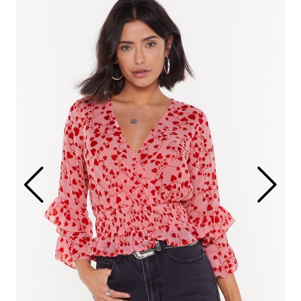 Change of heart ruffle blouse